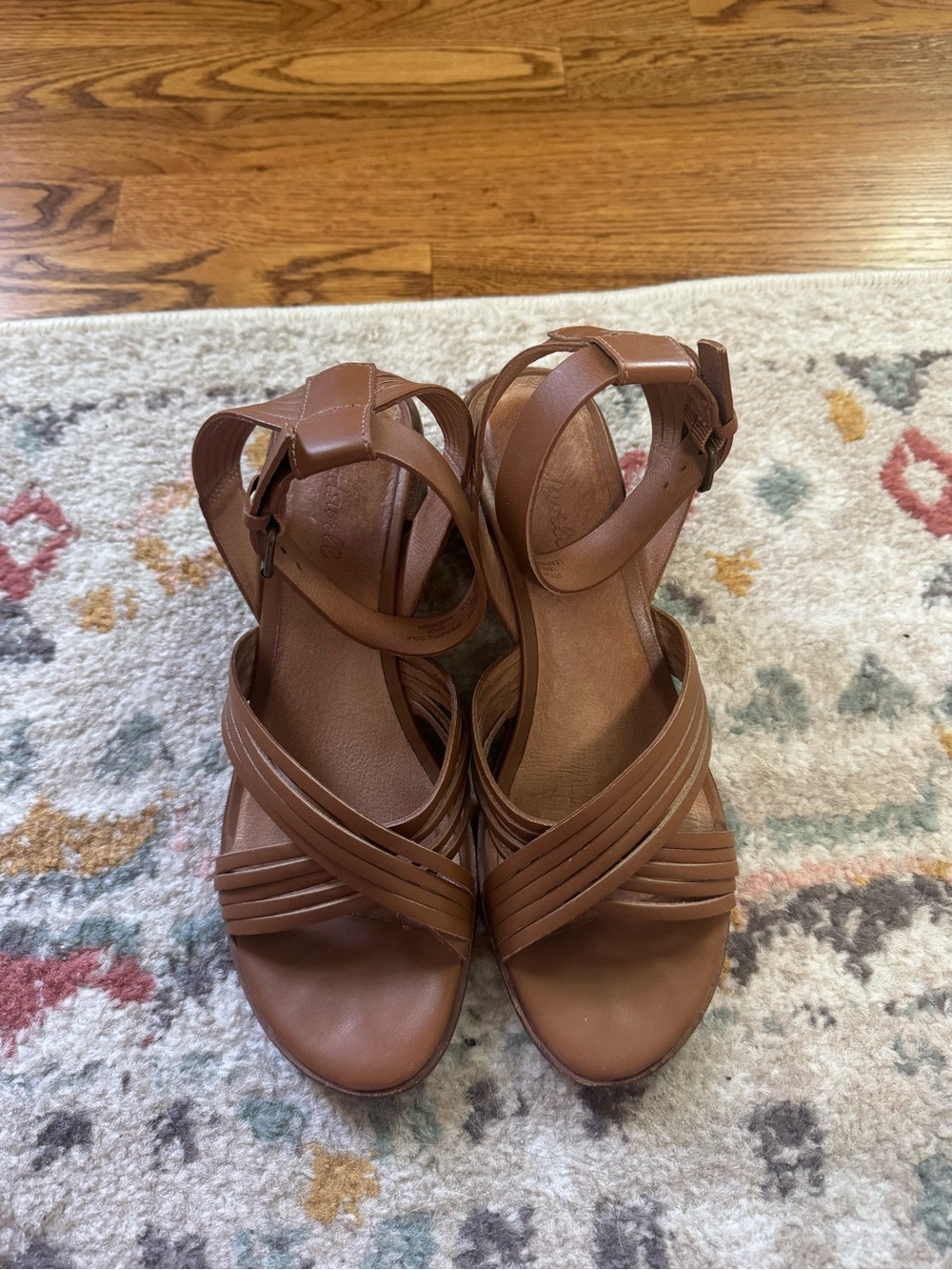 Madewell Leather Brown Ankle-Strap Block Heel Sandals